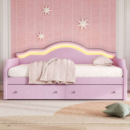 Upholstered Daybed With LED Lights And 2 Drawersme - The Sleep Loft - Online Mattress Showroom NYC