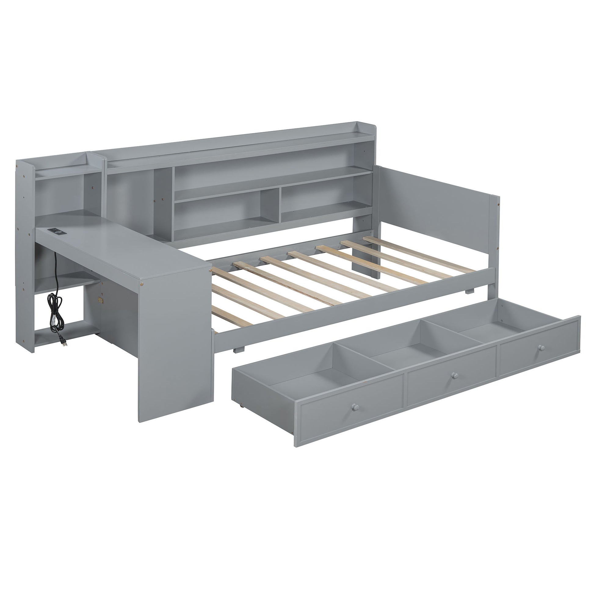 Daybed With 3 Drawers USB Ports And Desk - The Sleep Loft - Online Mattress Showroom NYC