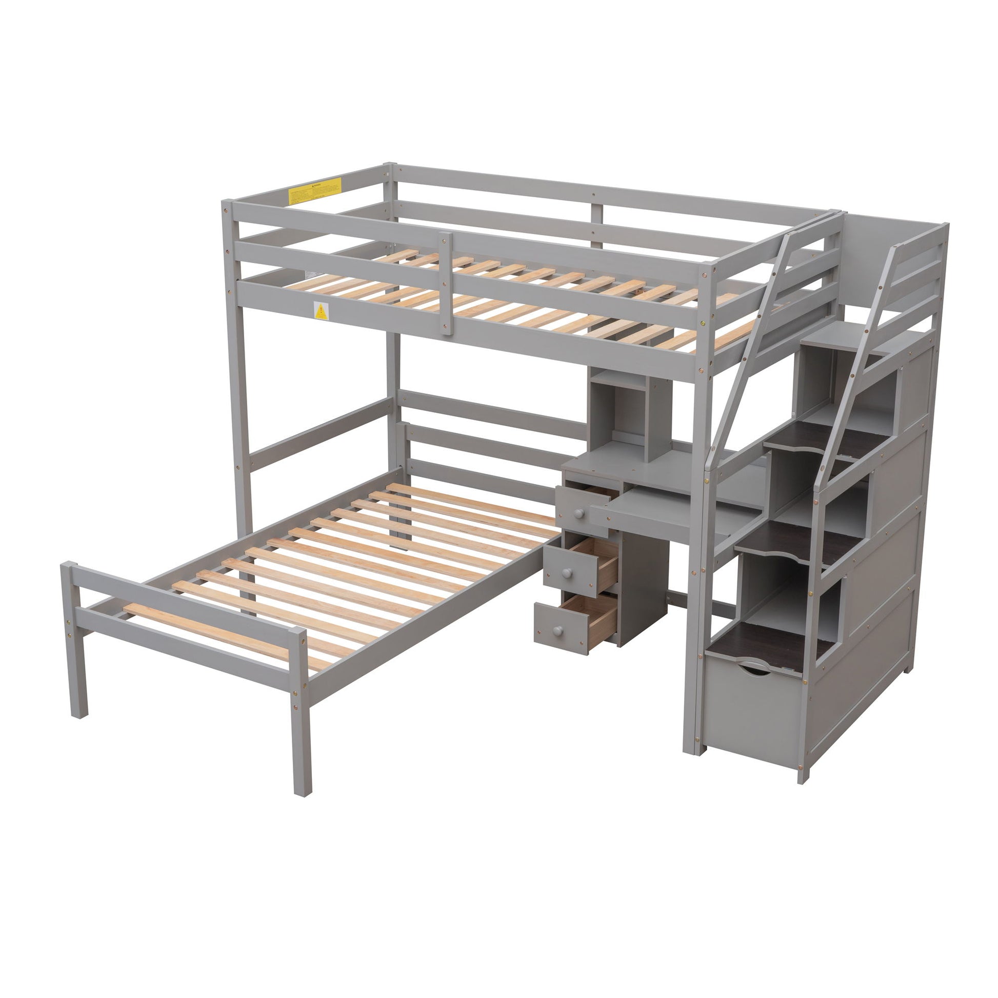 Loft Bed With Stand Alone Bed, Storage Staircase, Desk, Shelves, And Drawers - The Sleep Loft - Online Mattress Showroom NYC
