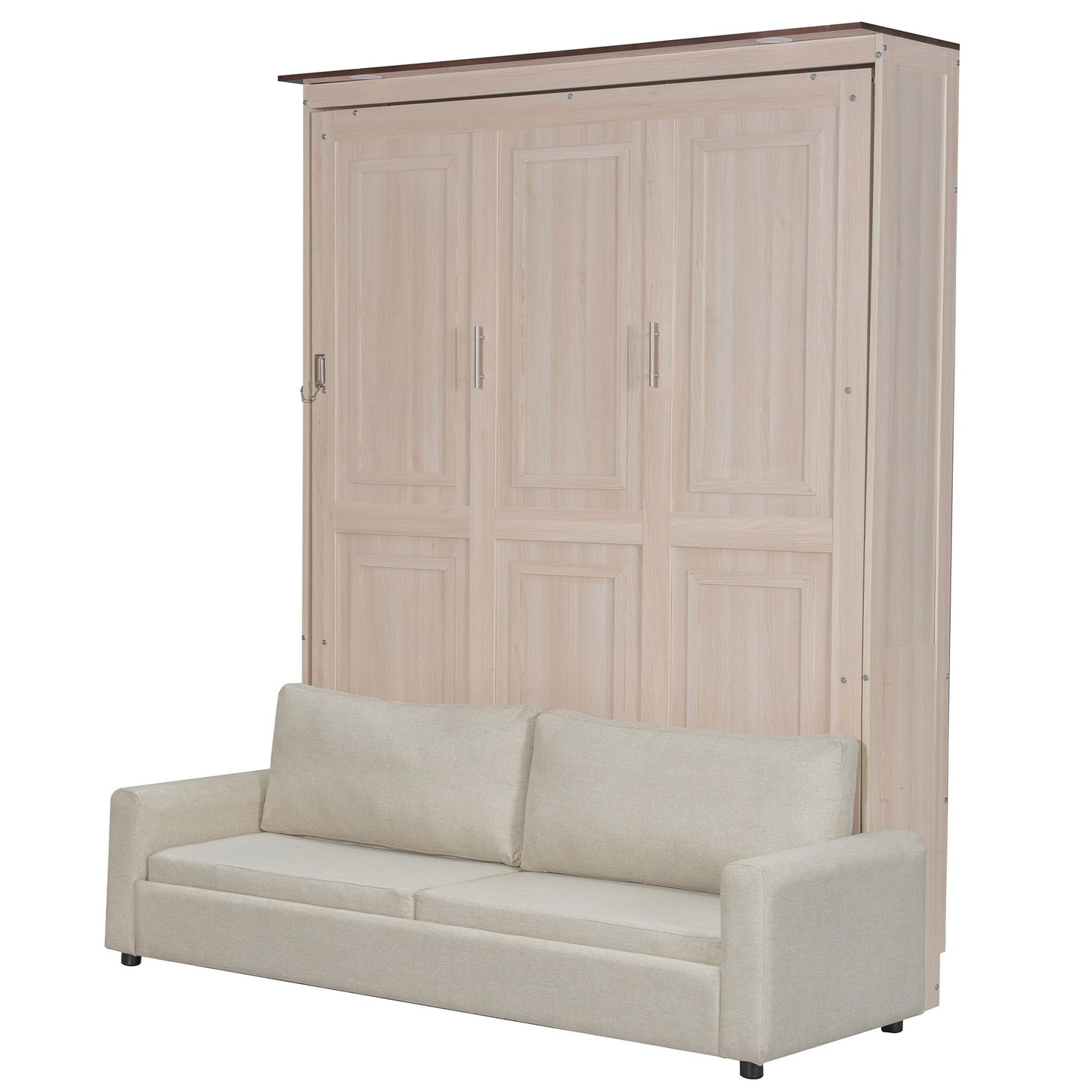 Queen Size Murphy Bed With Sofa And LED - Beige - The Sleep Loft - Online Mattress Showroom NYC