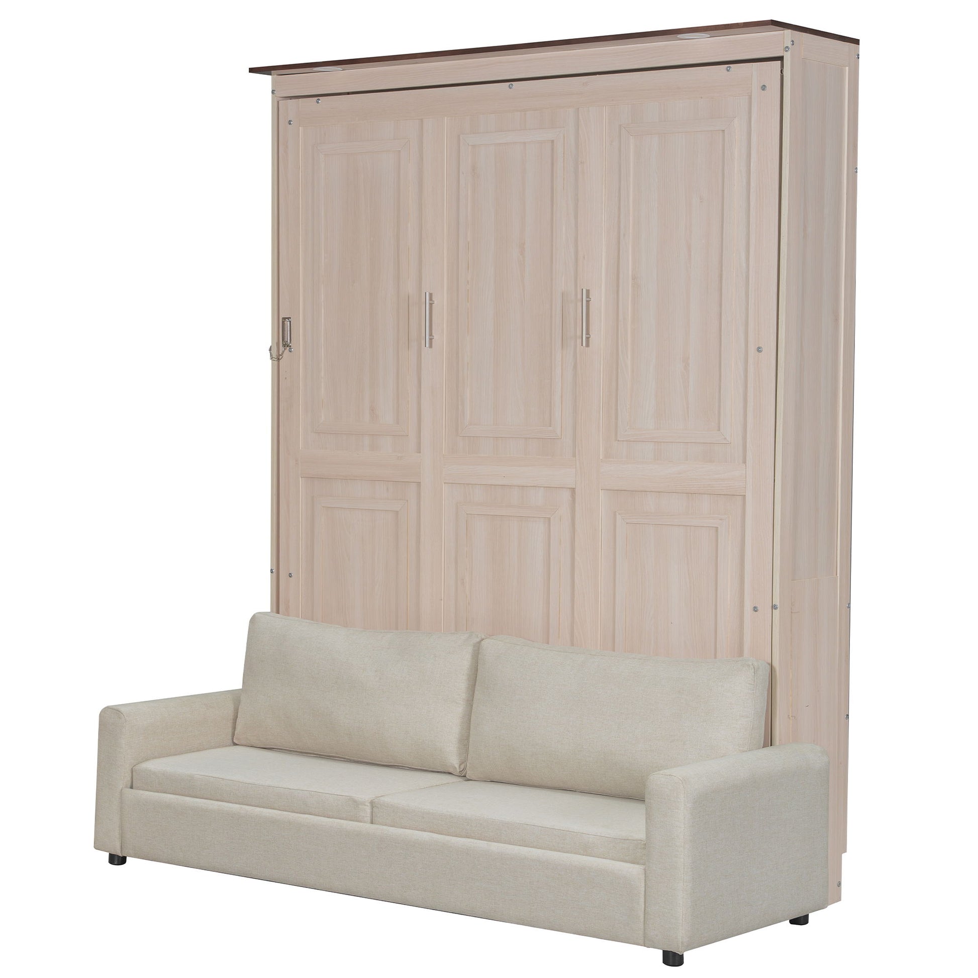 Queen Size Murphy Bed With Sofa And LED - Beige - The Sleep Loft - Online Mattress Showroom NYC