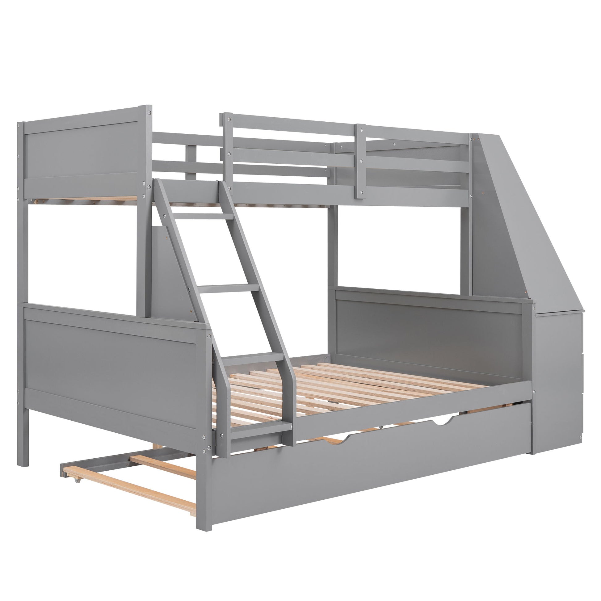 Bunk Bed With Trundle And Built In Desk, 3 Storage Drawers And Shelf - The Sleep Loft - Online Mattress Showroom NYC
