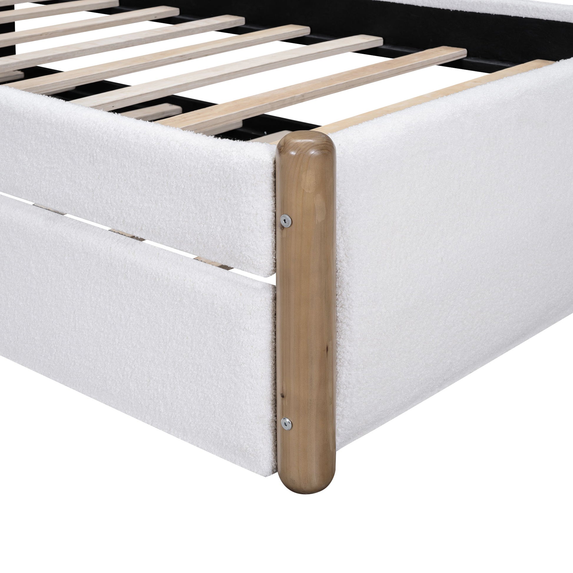 Upholstered Platform Bed With Wood Supporting Feet And Trundle - The Sleep Loft - Online Mattress Showroom NYC