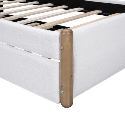 Upholstered Platform Bed With Wood Supporting Feet And Trundle - The Sleep Loft - Online Mattress Showroom NYC