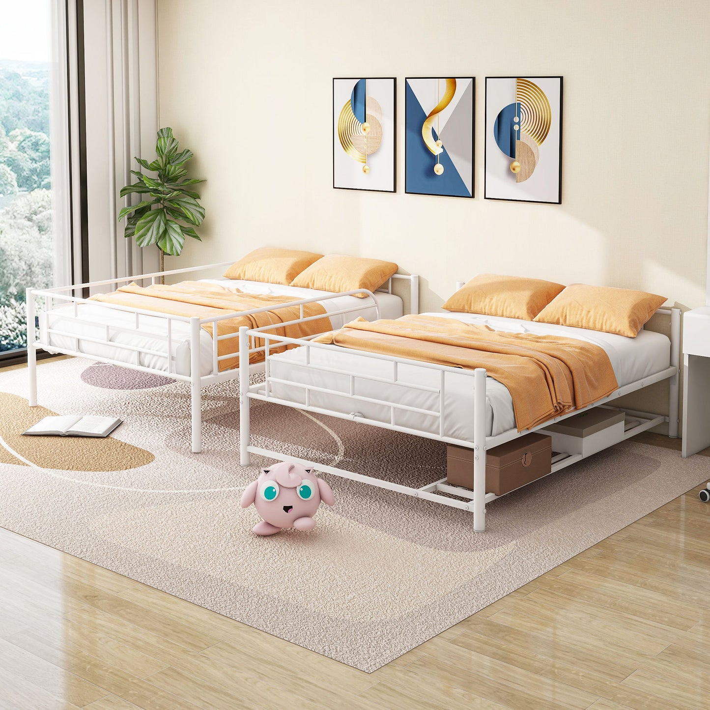 Metal Bunk Bed With Shelf And Guardrails - The Sleep Loft - Online Mattress Showroom NYC