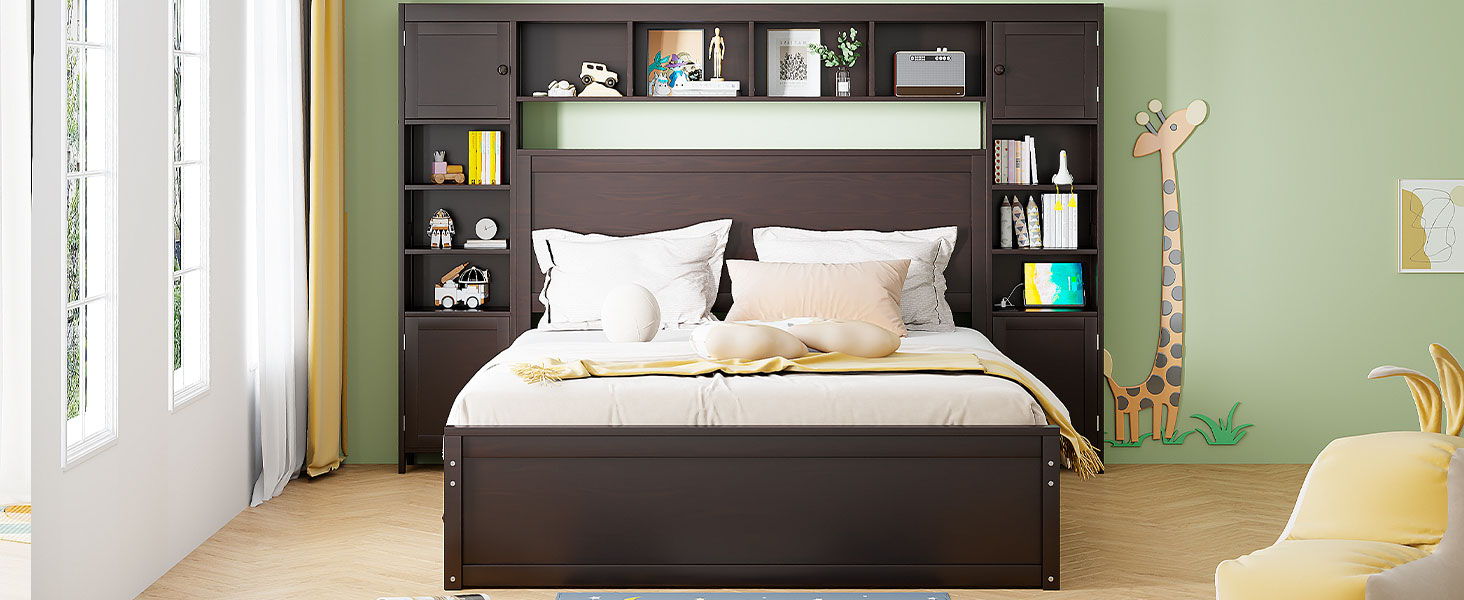 Bed With All In One Cabinet, Shelf And Sockets, Twin Long Trundle - The Sleep Loft - Online Mattress Showroom NYC