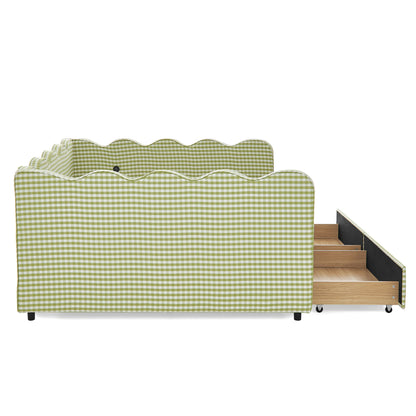 Gingham Daybed With USB Charging Port, Wave-Shaped Design - The Sleep Loft - Online Mattress Showroom NYC