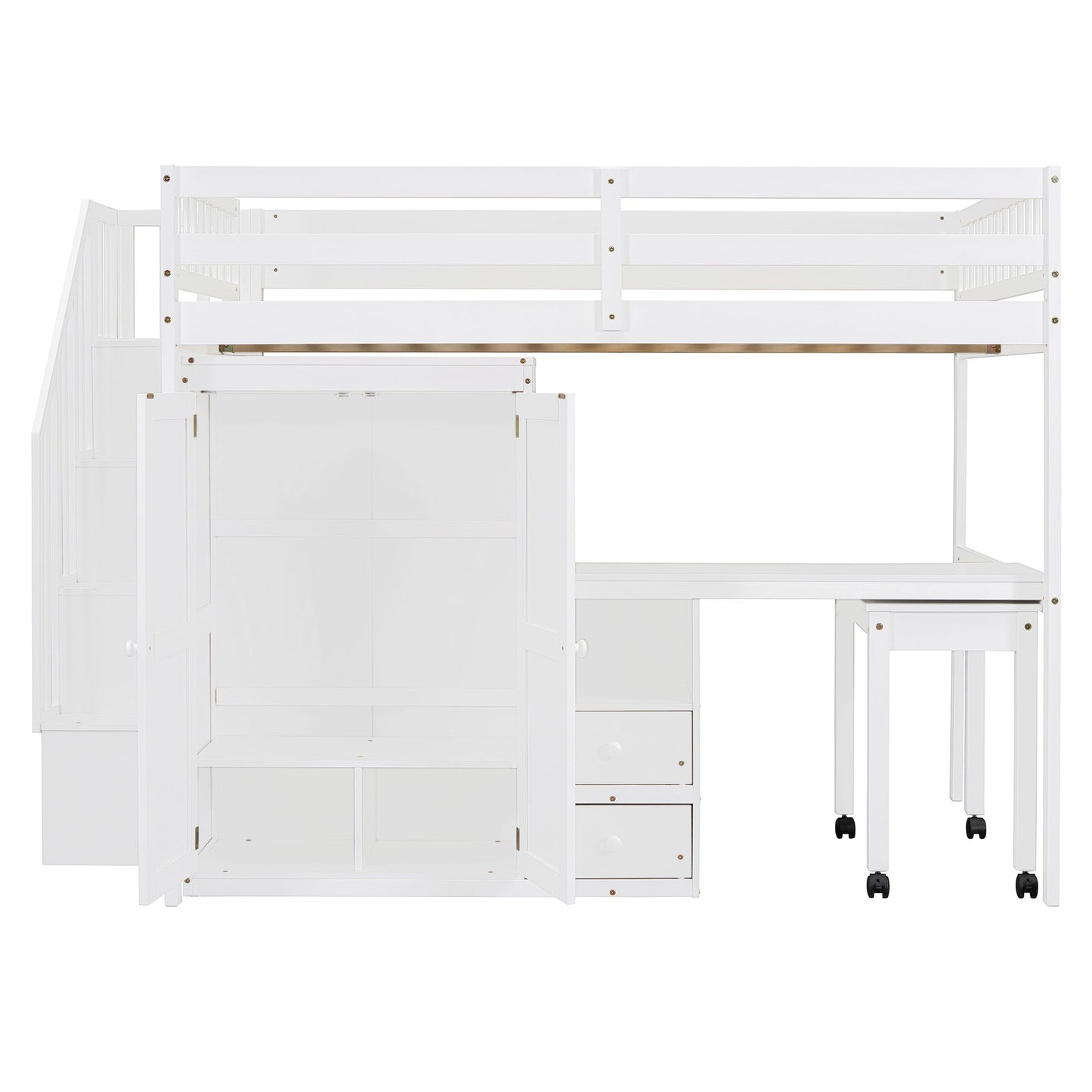 Loft Bed With Stairs, Bookshelf, Drawers, Desk & Wardrobe, Space Saving Multifunctional Furniture - The Sleep Loft - Online Mattress Showroom NYC