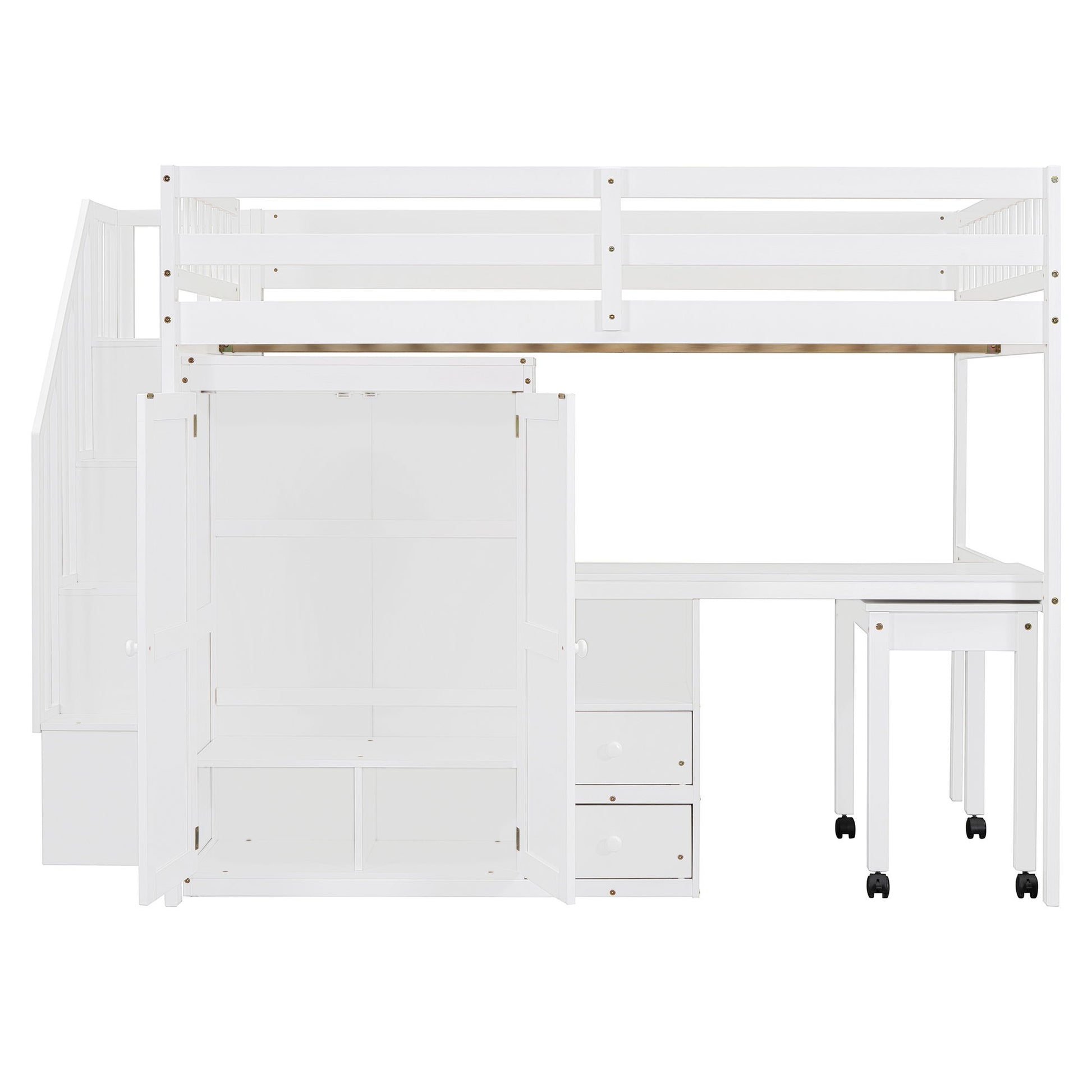 Loft Bed With Stairs, Bookshelf, Drawers, Desk & Wardrobe, Space Saving Multifunctional Furniture - The Sleep Loft - Online Mattress Showroom NYC