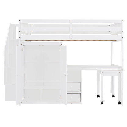 Loft Bed With Stairs, Bookshelf, Drawers, Desk & Wardrobe, Space Saving Multifunctional Furniture - The Sleep Loft - Online Mattress Showroom NYC