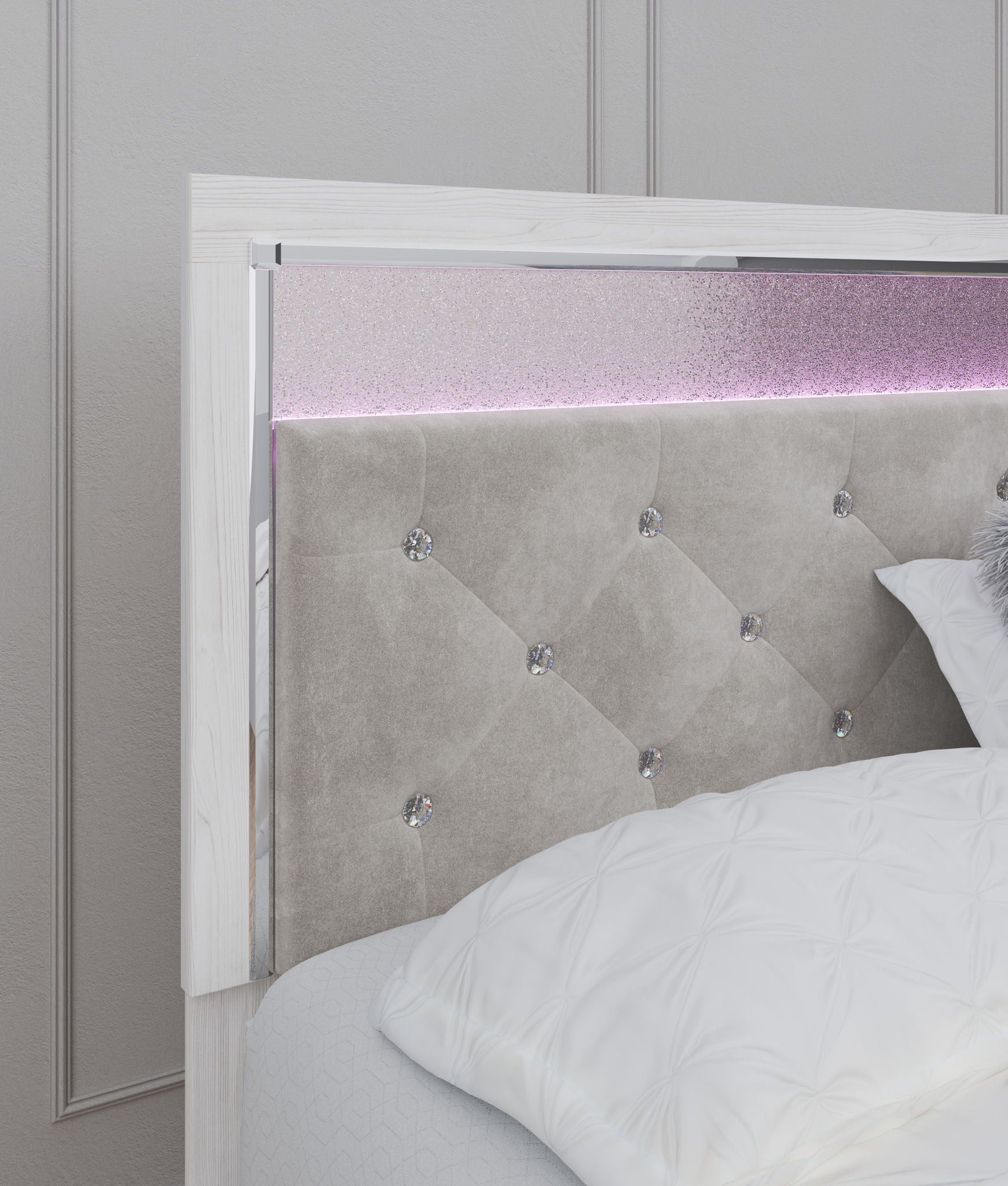 Altyra - King Panel Bed With Upholstered Headboard - White - The Sleep Loft - Online Mattress Showroom NYC