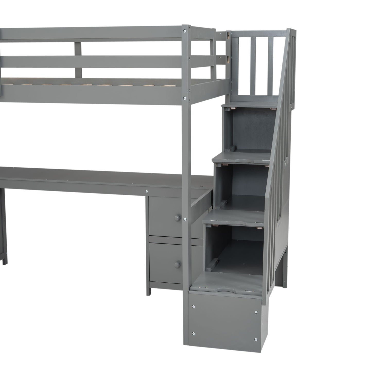 Loft Bed Frame With Built In Desk And Double Storage Drawers - The Sleep Loft - Online Mattress Showroom NYC