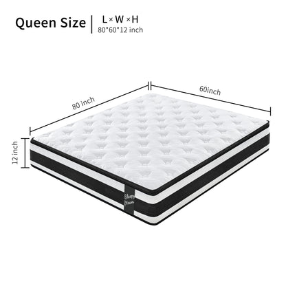 12" Breathable Hybrid Mattress, Memory Foam, Individual Pocket Springs - The Sleep Loft - Online Mattress Showroom NYC