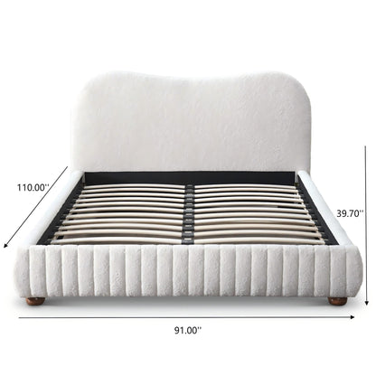 Norme - Queen Size Upholstered Low Profile Platform Bed - Cream - The Sleep Loft - Online Mattress Showroom NYC