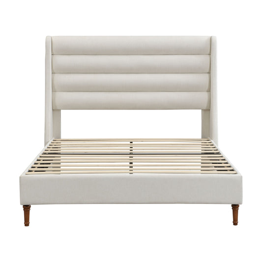 Modern Upholstered Platform Bed With Wave Shaped Headboard - The Sleep Loft - Online Mattress Showroom NYC