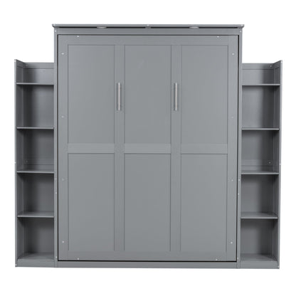 Wall Murphy Bed With Shelves And LED Lights - The Sleep Loft - Online Mattress Showroom NYC