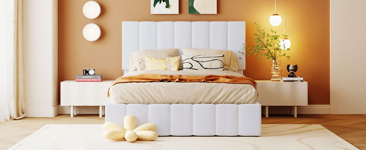 Elegant Upholstered Platform Bed With Hydraulic Storage System - The Sleep Loft - Online Mattress Showroom NYC