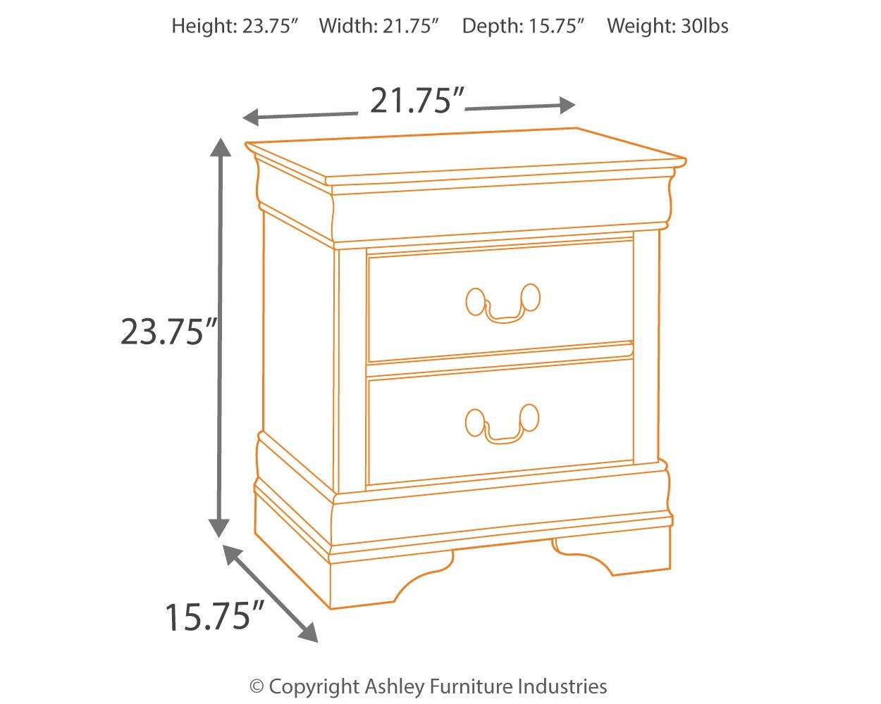 Alisdair - Two Drawer Night Stand - Reddish Brown - The Sleep Loft - Online Mattress Showroom NYC