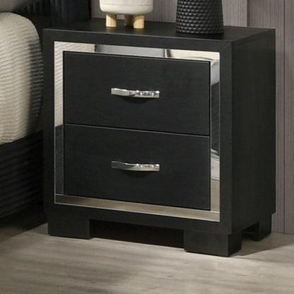 2 Drawer Bedroom Nightstand With Handles - Black - The Sleep Loft - Online Mattress Showroom NYC