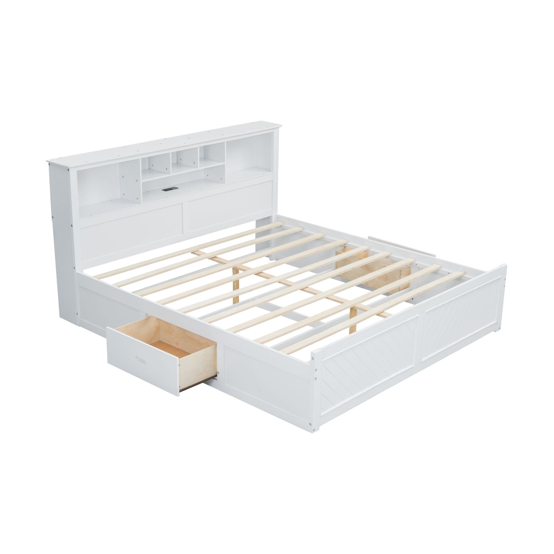Platform Bed With Multi Storage Headboard, USB And Drawers - The Sleep Loft - Online Mattress Showroom NYC