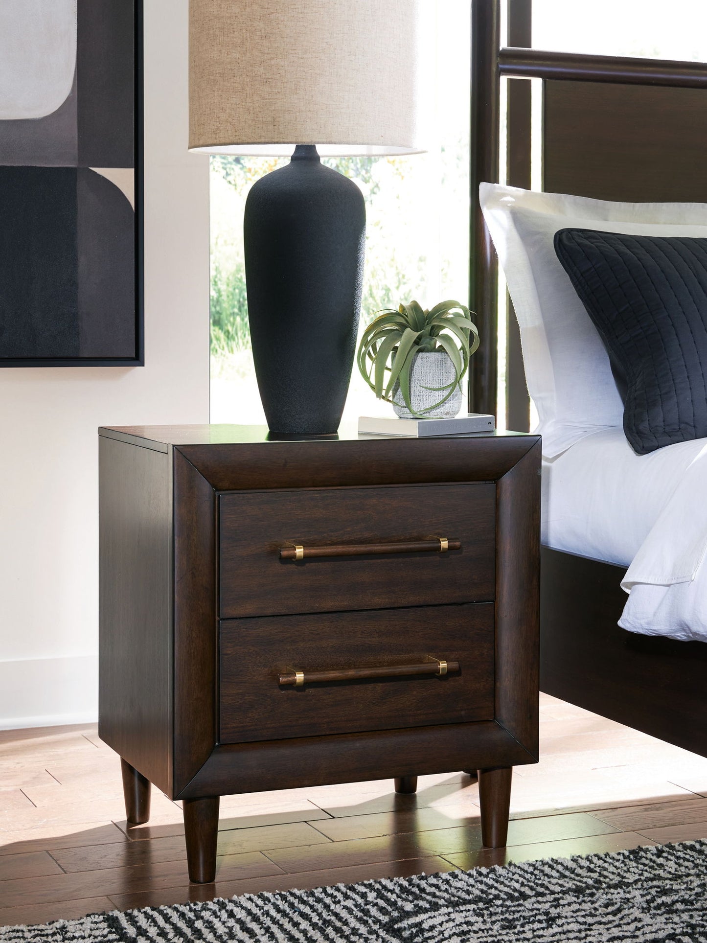 Dantenton - Two Drawer Night Stand - Merlot - The Sleep Loft - Online Mattress Showroom NYC