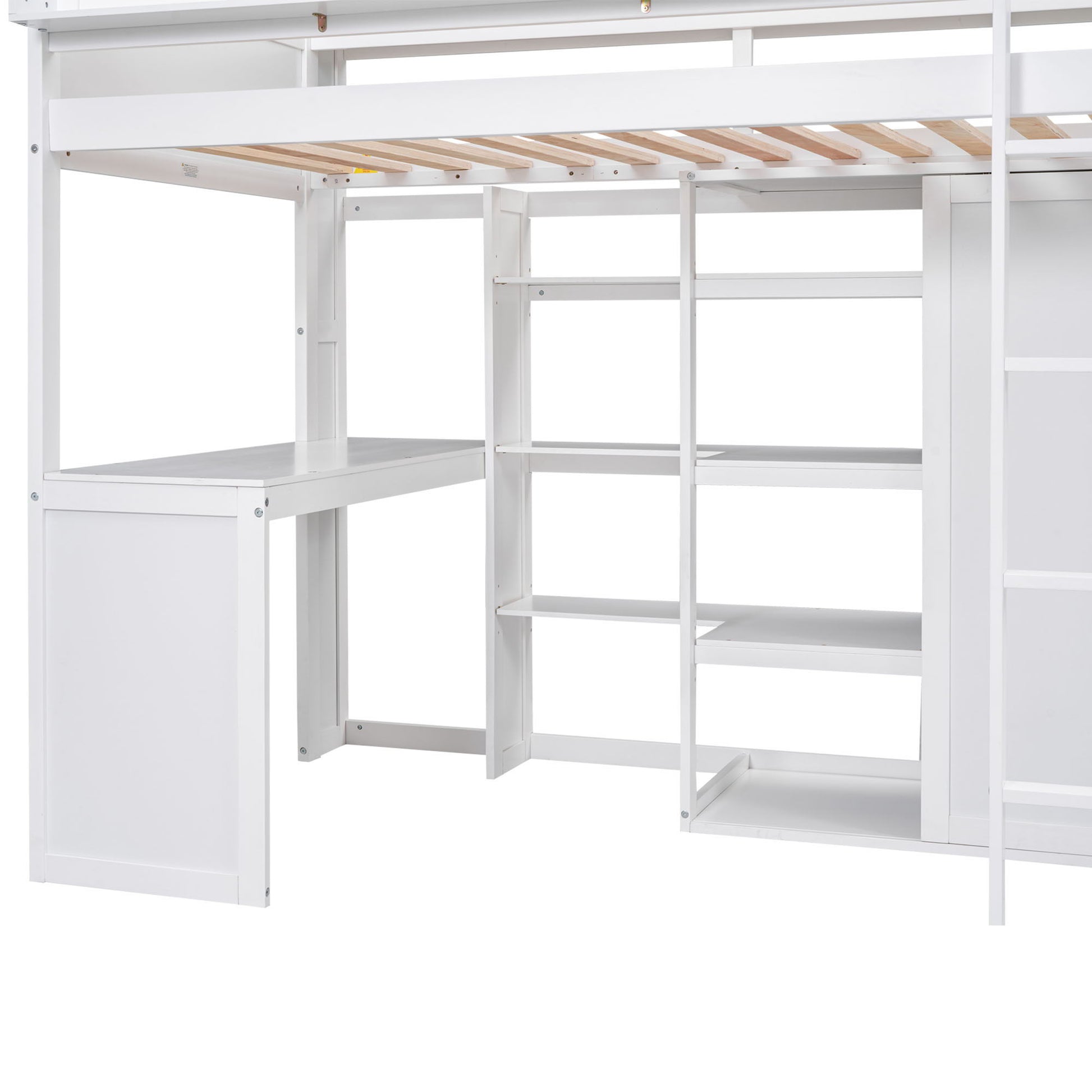 Loft Bed With Built In Desk, Storage Shelves, And Wardrobe - The Sleep Loft - Online Mattress Showroom NYC