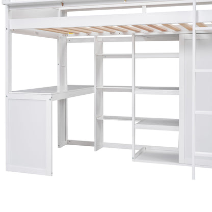 Loft Bed With Built In Desk, Storage Shelves, And Wardrobe - The Sleep Loft - Online Mattress Showroom NYC