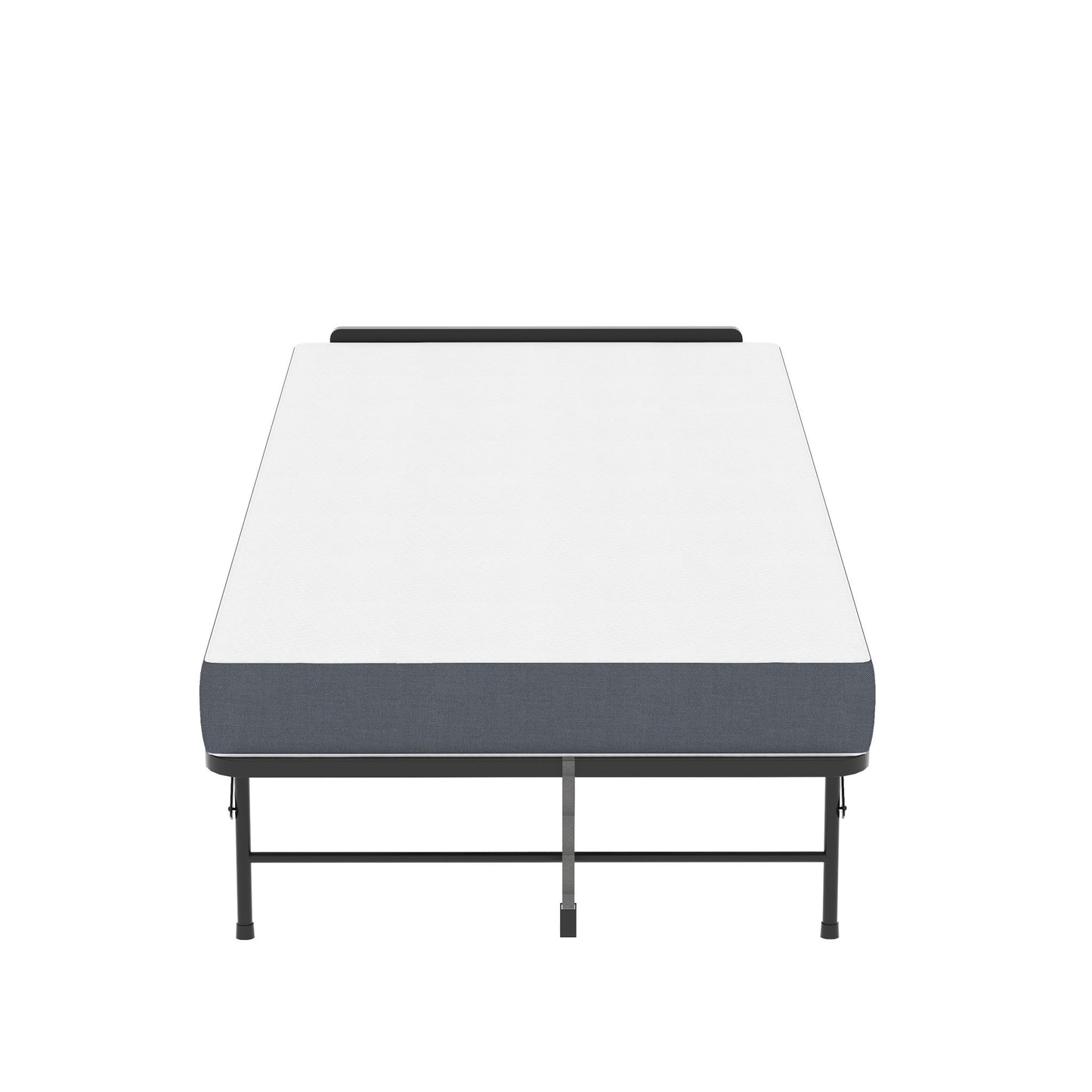Twin Adjustable Headboard Folding Bed With Memory Foam Mattress, Heavy-Duty Frame Cot For Tall People, Portable Guest On Wheels - Black - The Sleep Loft - Online Mattress Showroom NYC