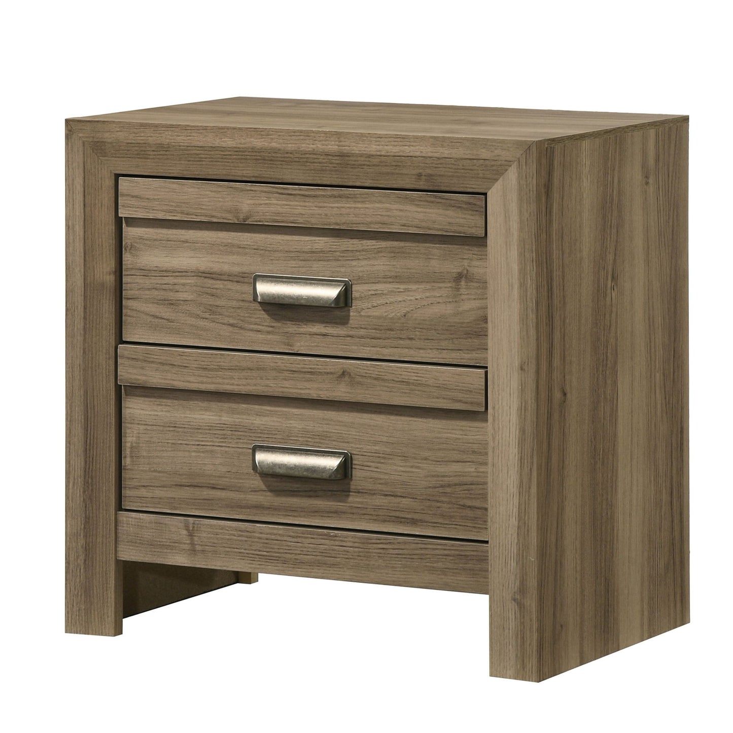 2 Drawer Nightstand With Pulls, Bedroom Furniture - Light Brown - The Sleep Loft - Online Mattress Showroom NYC
