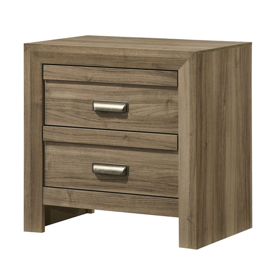 2 Drawer Nightstand With Pulls, Bedroom Furniture - Light Brown - The Sleep Loft - Online Mattress Showroom NYC