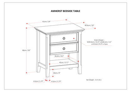 Amherst - Bedside Table, Handcrafted - The Sleep Loft - Online Mattress Showroom NYC
