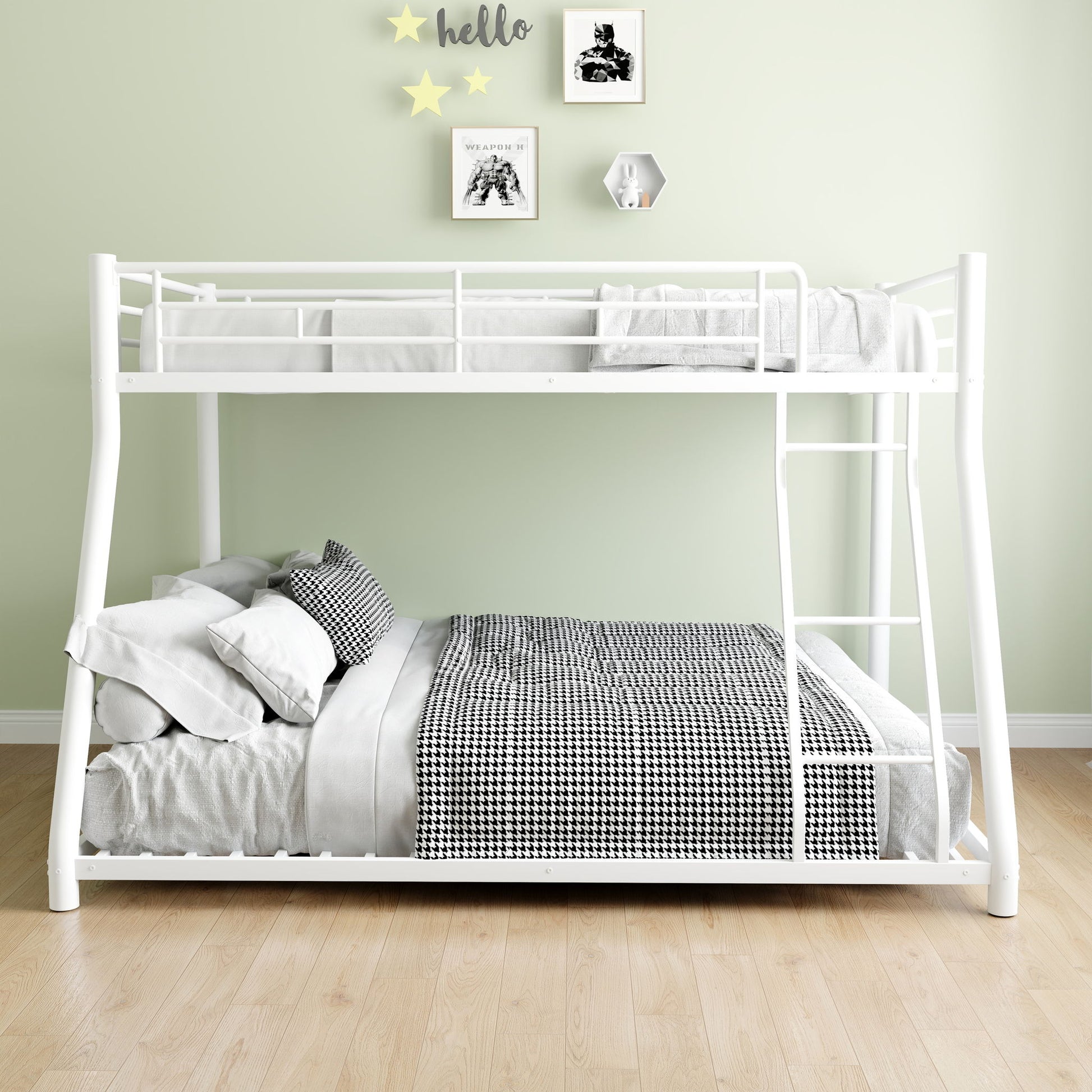 Bunk Bed Frame With Ladder And Guardrail, Heavy Duty Noise Free Design Metal Construction - The Sleep Loft - Online Mattress Showroom NYC