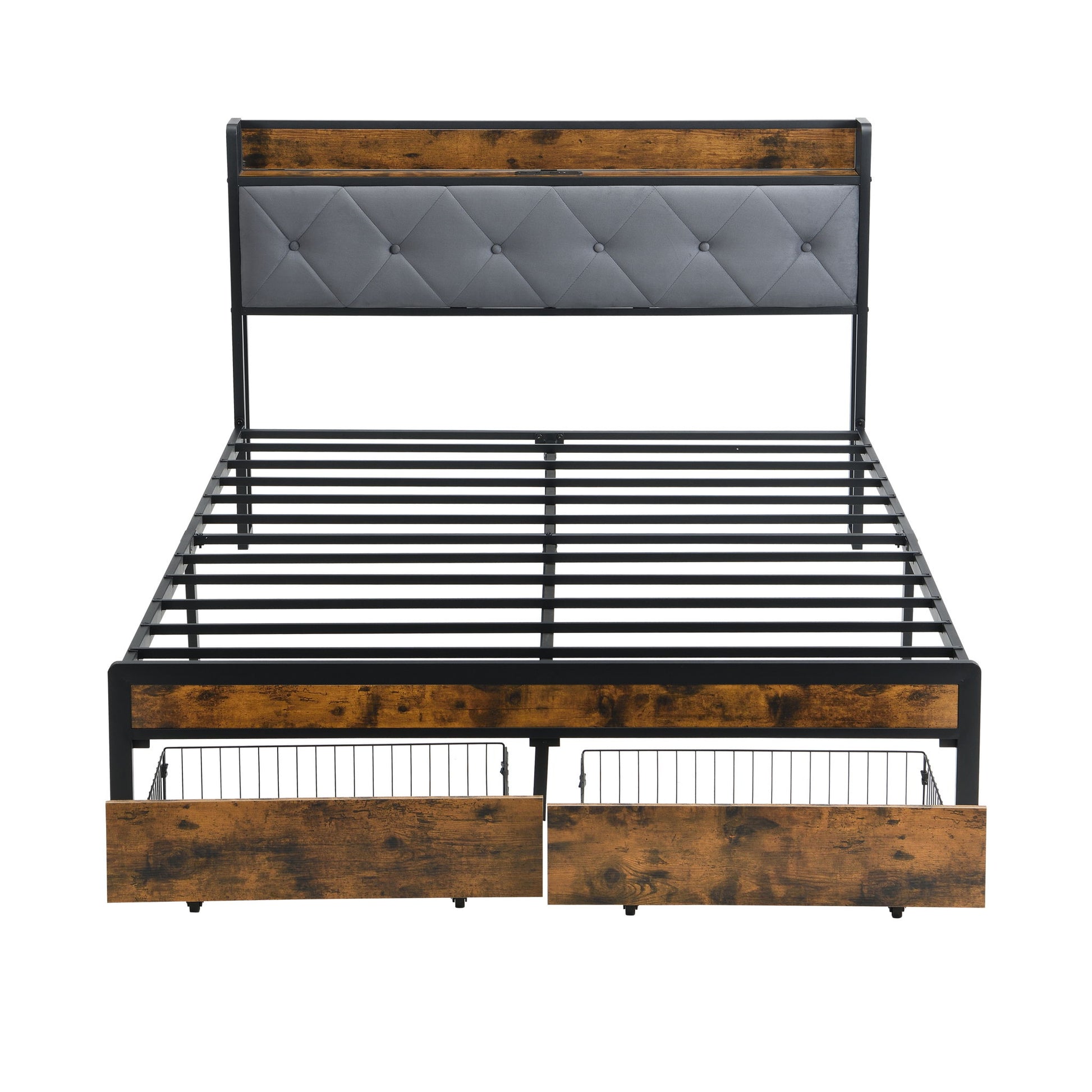 Modern Bed Frame With LED Lights, Upholstered Headboard, USB Charging - The Sleep Loft - Online Mattress Showroom NYC