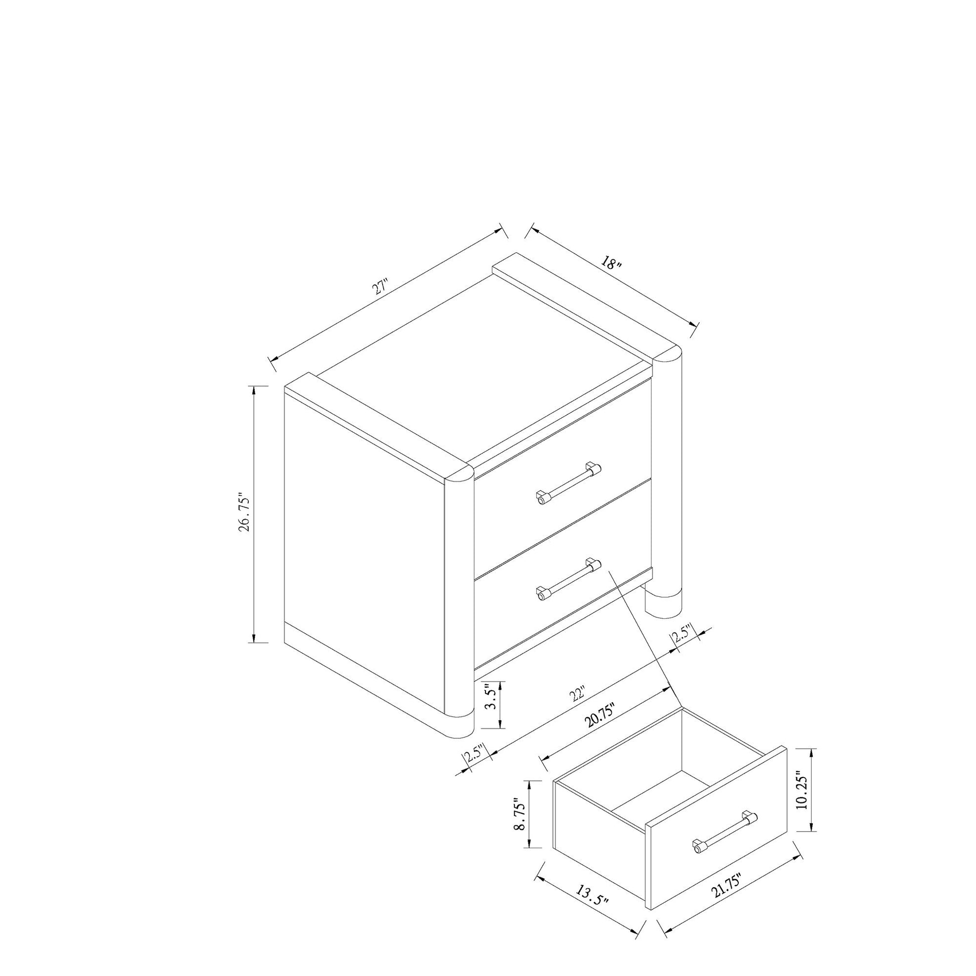 Sarai - Nightstand With Spacious Drawers And Handles - Brown - The Sleep Loft - Online Mattress Showroom NYC