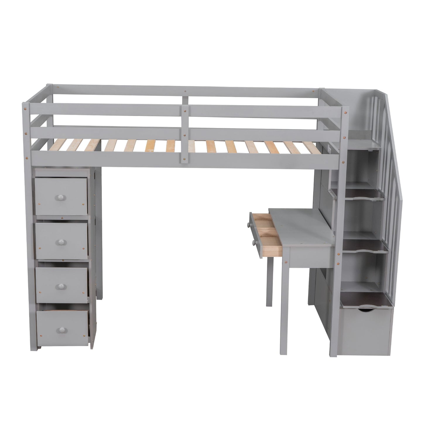 Loft Bed With Storage Drawers, Desk And Stairs With Shelves - The Sleep Loft - Online Mattress Showroom NYC