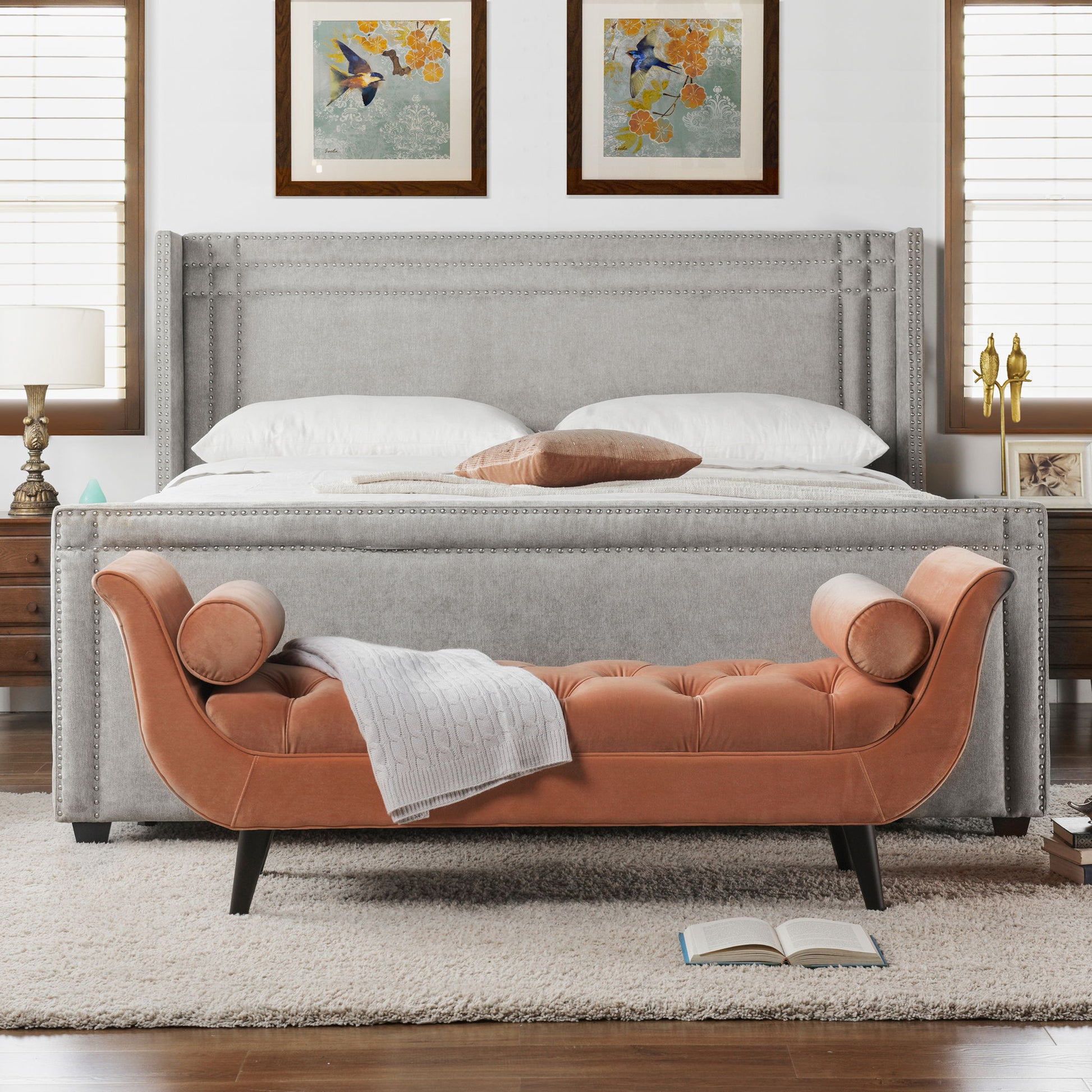 Elle - Wingback Upholstered King Bed - Silver Gray - The Sleep Loft - Online Mattress Showroom NYC