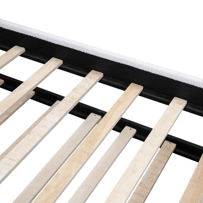 Upholstered Platform Bed With Wood Supporting Feet And Trundle - The Sleep Loft - Online Mattress Showroom NYC
