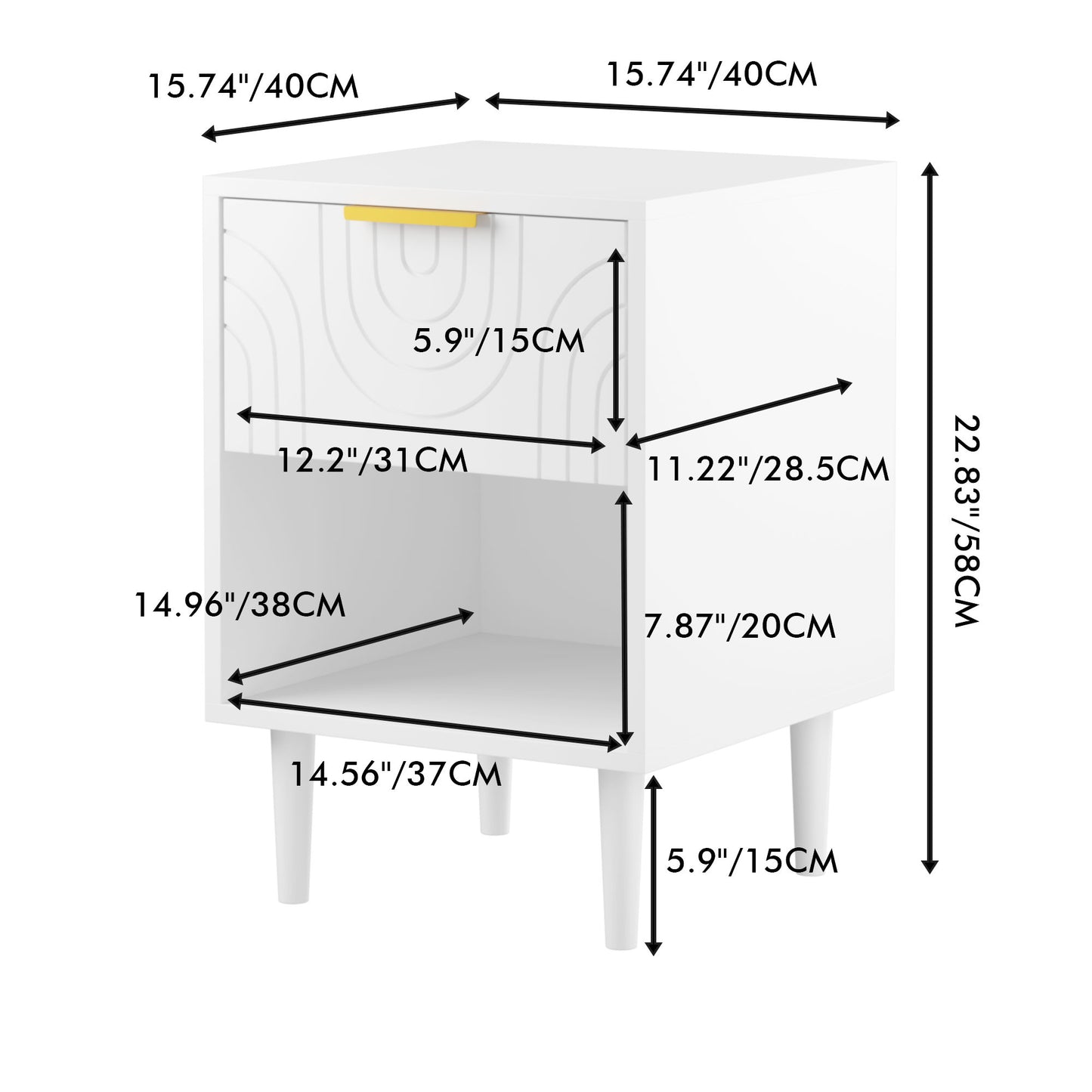 Nightstand With 1 Drawer And Open Shelf - White - The Sleep Loft - Online Mattress Showroom NYC
