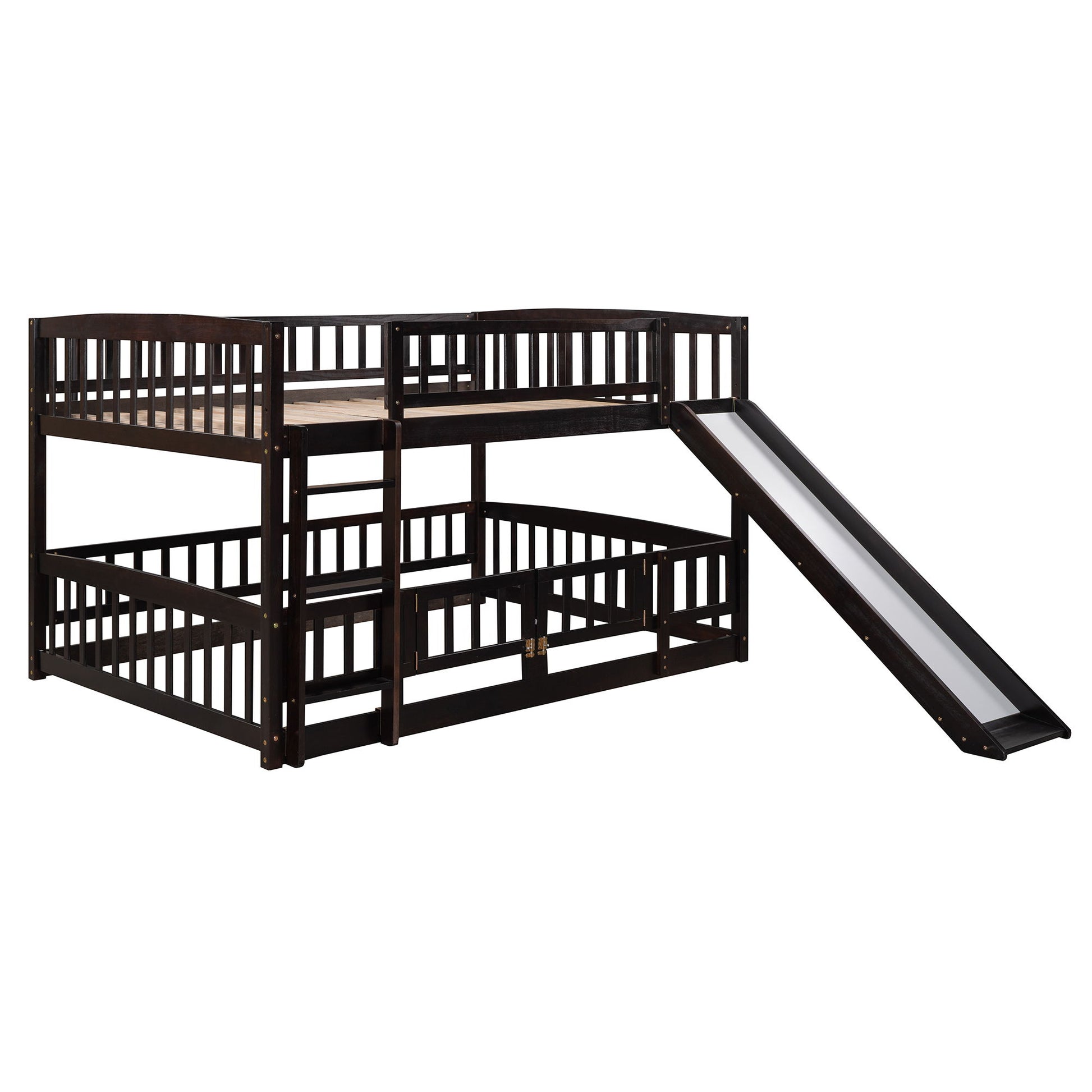 Low Bunk Bed With Slide, Fence And Ladder - The Sleep Loft - Online Mattress Showroom NYC
