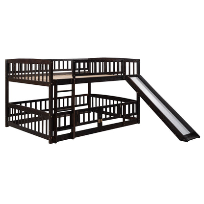 Low Bunk Bed With Slide, Fence And Ladder - The Sleep Loft - Online Mattress Showroom NYC