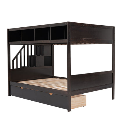 Bunk Bed With Shelfs, Storage Staircase And 2 Drawers - The Sleep Loft - Online Mattress Showroom NYC