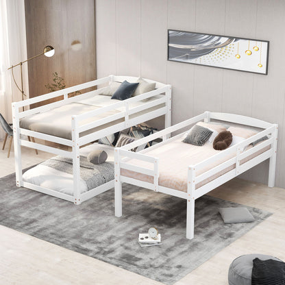 Twin Size Triple Bunk Bed With Storage Staircase, Separate Design - White - The Sleep Loft - Online Mattress Showroom NYC
