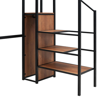 Loft Bed With Desk And Grid, Stylish Frame With Lateral Storage Ladder And Wardrobe - The Sleep Loft - Online Mattress Showroom NYC