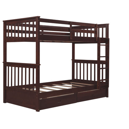 Bunk Bed With Ladders And 2 Storage Drawers - The Sleep Loft - Online Mattress Showroom NYC