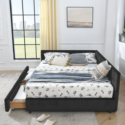 Mid-Century Storage Upholstered Tufted Bed Frame With Backrest And Armrests - The Sleep Loft - Online Mattress Showroom NYC