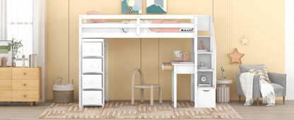 Loft Bed With Storage Drawers, Desk And Stairs With Shelves - The Sleep Loft - Online Mattress Showroom NYC