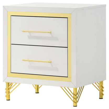 Chesney - 2 Drawer Nightstand With Trim, Bedroom Side Table - White - The Sleep Loft - Online Mattress Showroom NYC