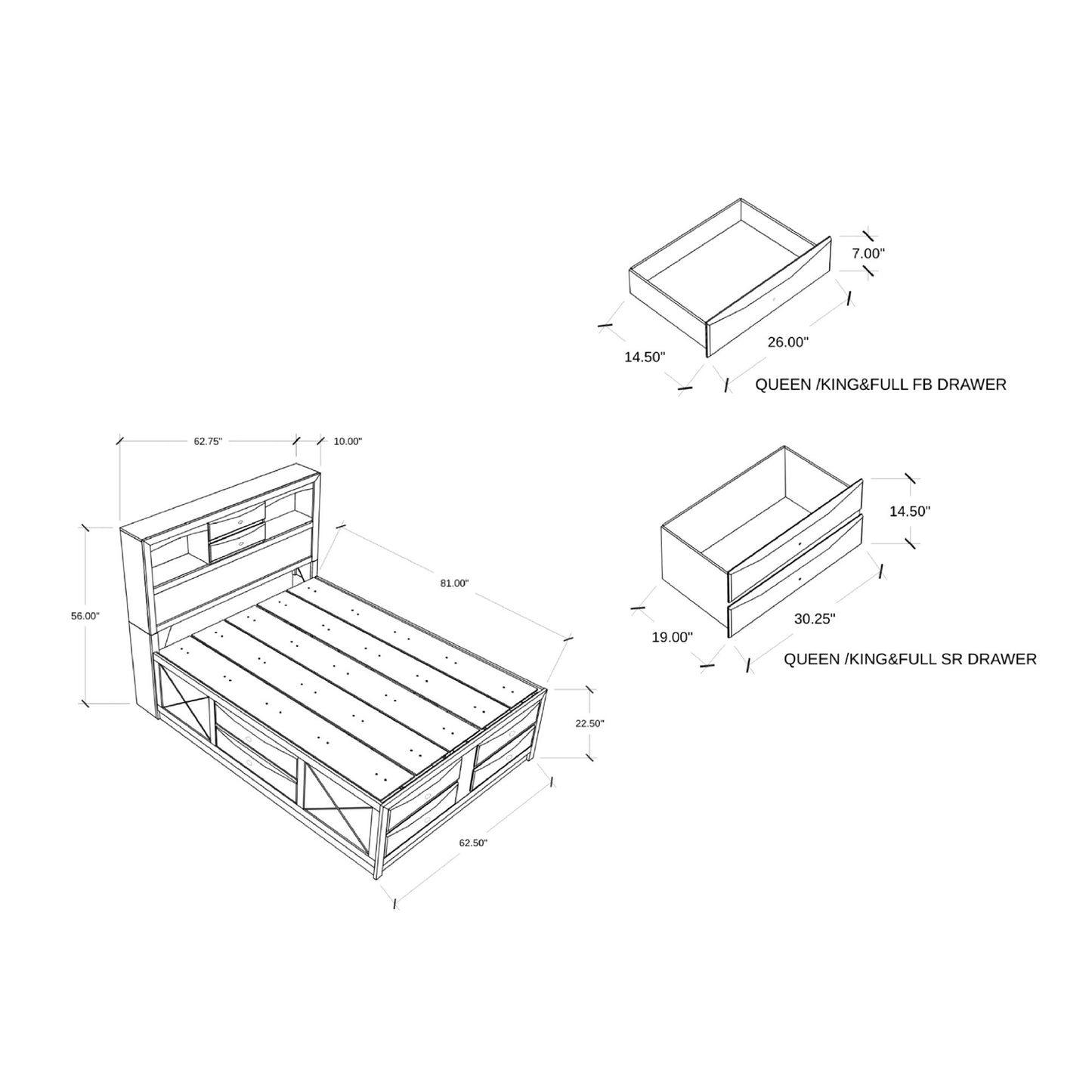 Lucille - Bed With Storage And Bookcase Headboard - The Sleep Loft - Online Mattress Showroom NYC