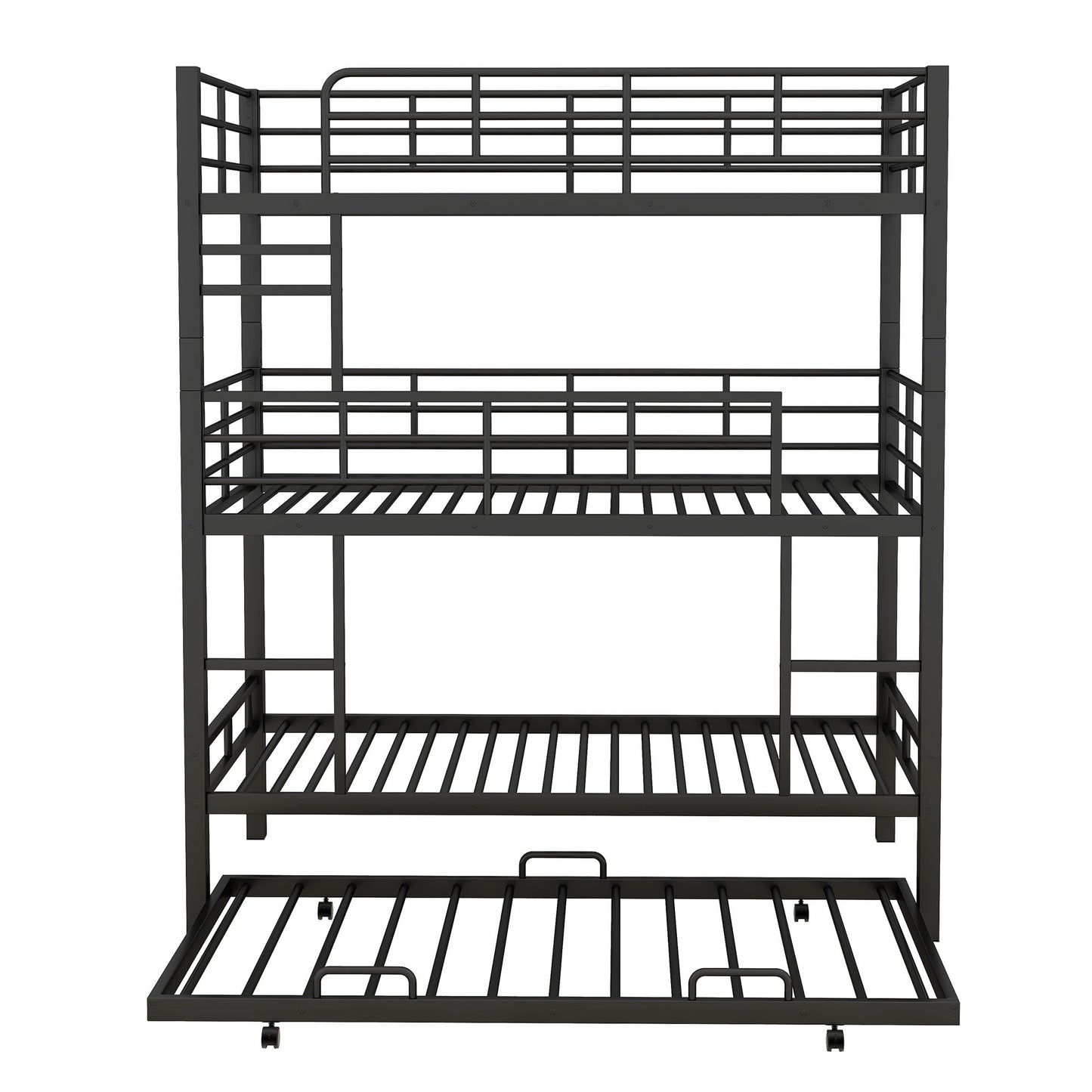 Triple Bunk Bed With Trundle, Heavy Duty Steel Construction - The Sleep Loft - Online Mattress Showroom NYC