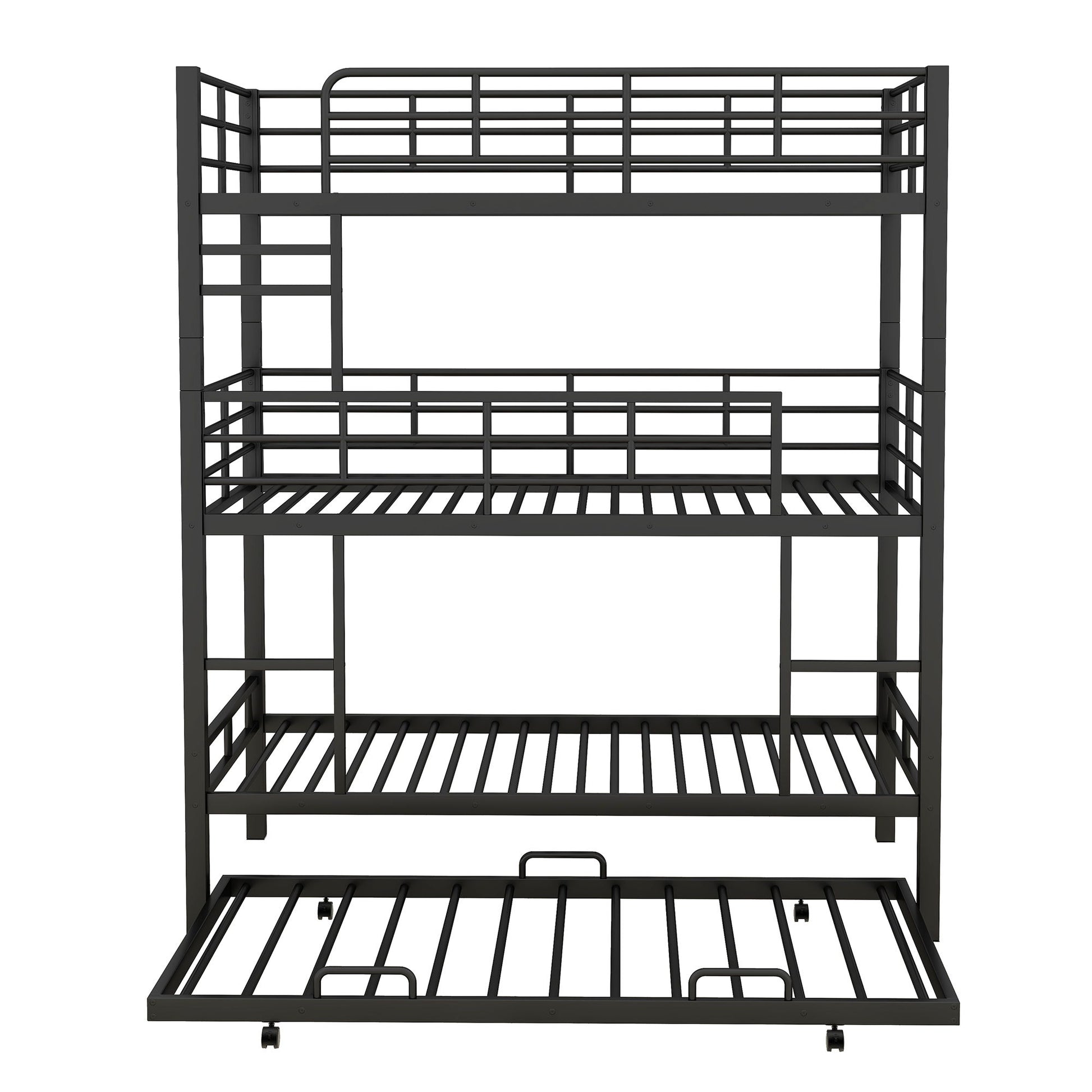 Triple Bunk Bed With Trundle, Heavy Duty Steel Construction - The Sleep Loft - Online Mattress Showroom NYC